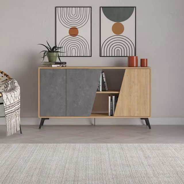 Decortie Fiona Sideboard Display Unit 150 in Oak