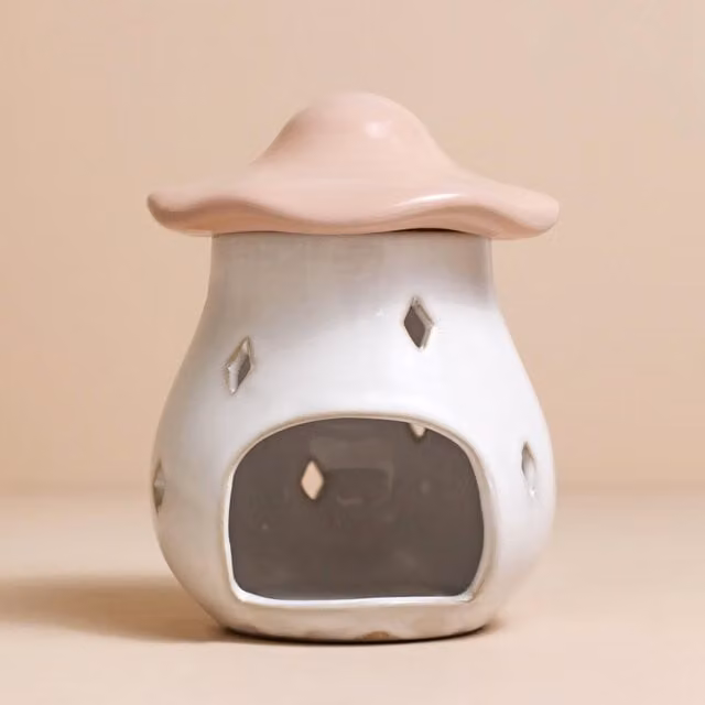 Lisa Angel Ceramic Toadstool Tealight Wax Burner in Pink, White and Grey
