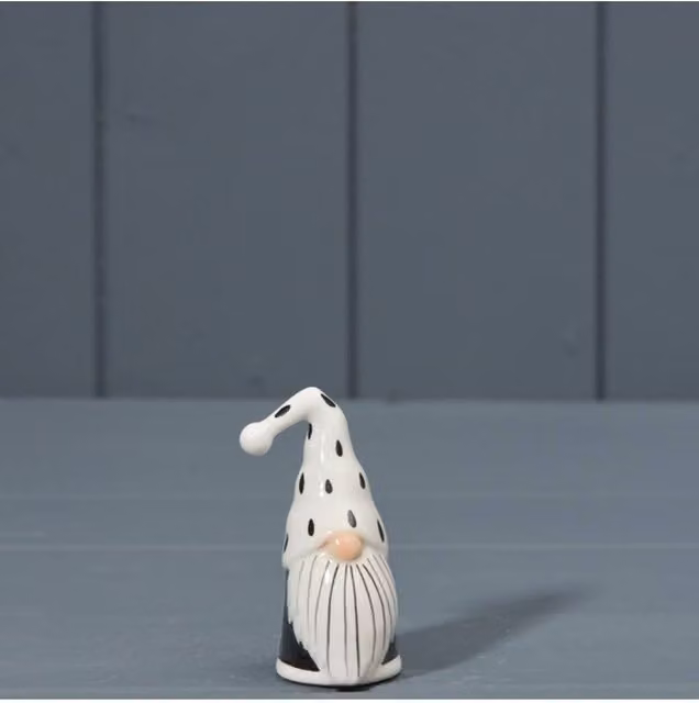 KDMD Charming Black and White Dotted Ceramic Santa Tabletop Christmas Decoration – 1