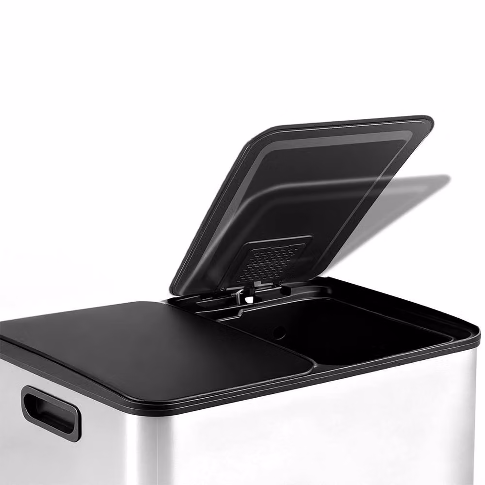 Toque 60L Stainless Steel Pedal Dustbin with Soft Close and Removable Inner Bucket in Silver – 5