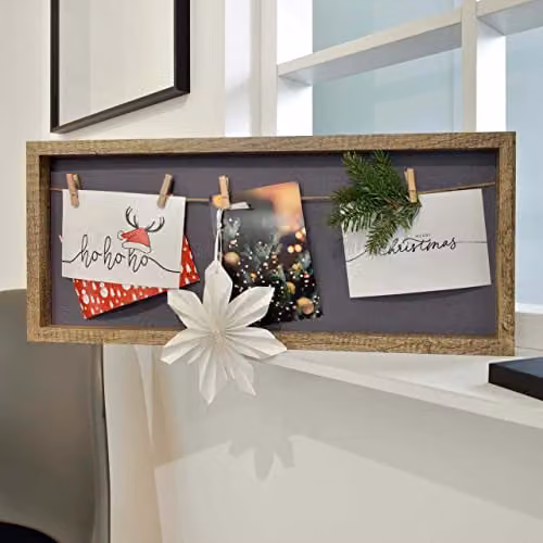 Nielsen Design Rustic Wooden Collage Photo Frame in Brown for 4 Pictures 9x13 cm with Clothesline Display and Clips – 6