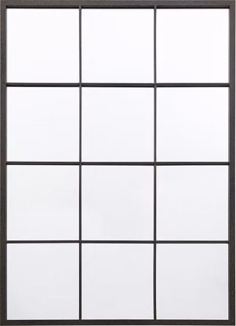 Perch & Parrow Mullion Rectangular Industrial Glass Mirror in Black