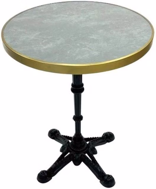 PAWNORA Modern Round Side Table in Grey and Gold