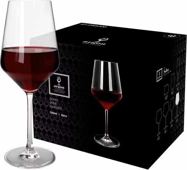 Argon Tableware Soho Lead-Free Crystal Wine Glasses, 520ml, Pack of 24, Transparent – 2