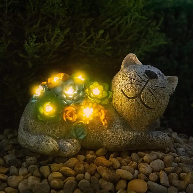 ILFD Group Ltd Solar Cat Garden Ornament in Grey, 6 Pack – 1