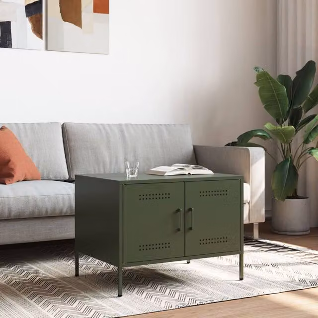 Berkfield Home Industrial Metal Coffee Table in Green, W: 68 cm, D: 50 cm, H: 50.5 cm