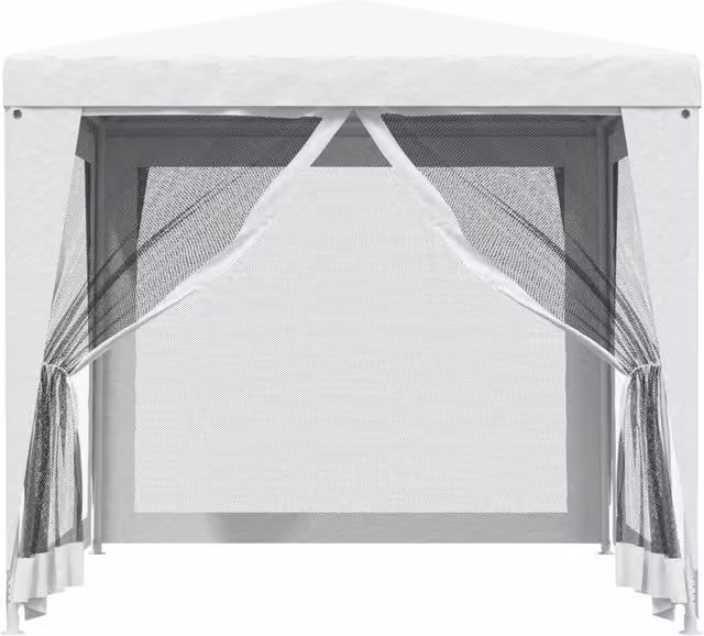 Berkfield Home Party Tent with 4 Mesh Sidewalls, White, W: 250 cm, D: 250 cm, H: 240 cm – 1