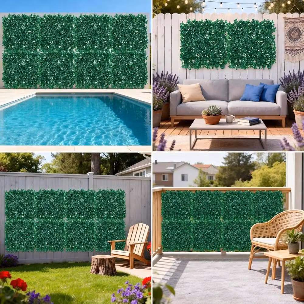 VOGREX 24 Piece Artificial Greenery Wall Panels, Green, W/D/H: 50.8 x 50.8 x 50.8 cm – 6