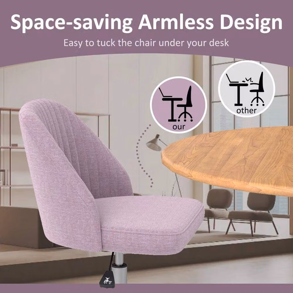 EONLION Modern Armless Purple Fabric Task Chair for Home Office – 3
