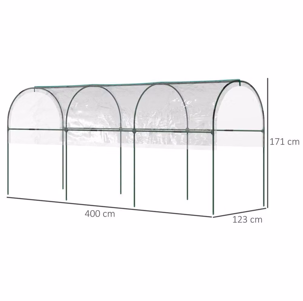 STILVORA Tunnel Greenhouse with Steel Frame and Transparent Plastic Cover, W/D/H: 400 x 123 x 171 cm – 2