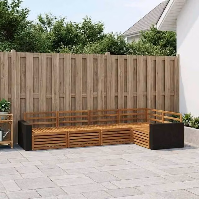 Berkfield Home 5-Piece Outdoor Sofa Set in Brown, W/D/H: 331 x 172.5 x 73 cm – 1