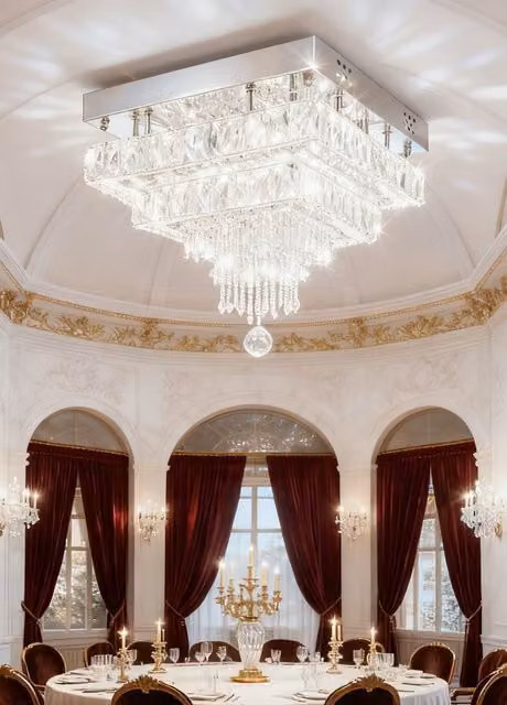 Living and Home 40W LED Double-Layer Crystal Ceiling Light in Silver – 1