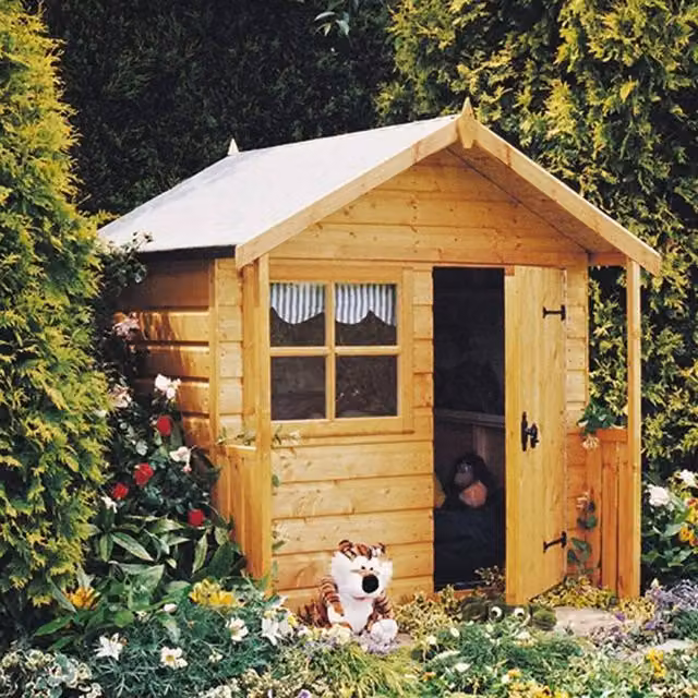 Shires Club Playhouse Kids Wood Wendy House in Brown
