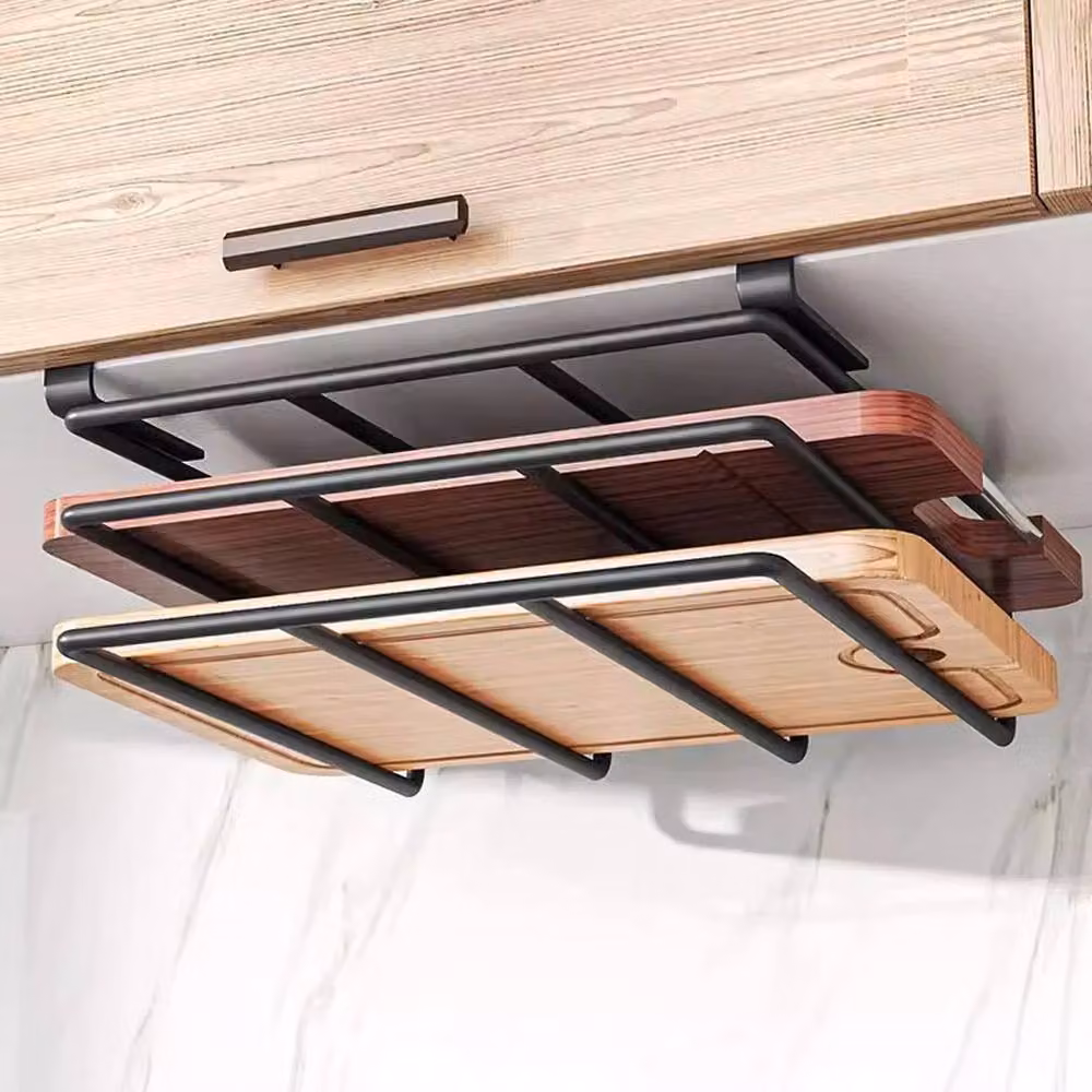 PAWNORA Extra Large 2 Tier Over Cabinet Hanging Rack in Black Metal – 3