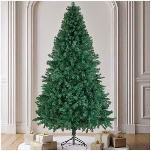tectake Artificial Christmas Tree in Green with Dense Needles and Metal Stand, Height: 210 cm