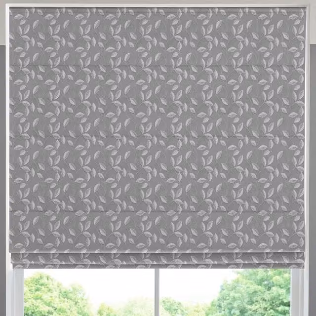 Simply Collection Leaf Vine Made to Measure Blackout Roman Blind in Grey Floral Pattern