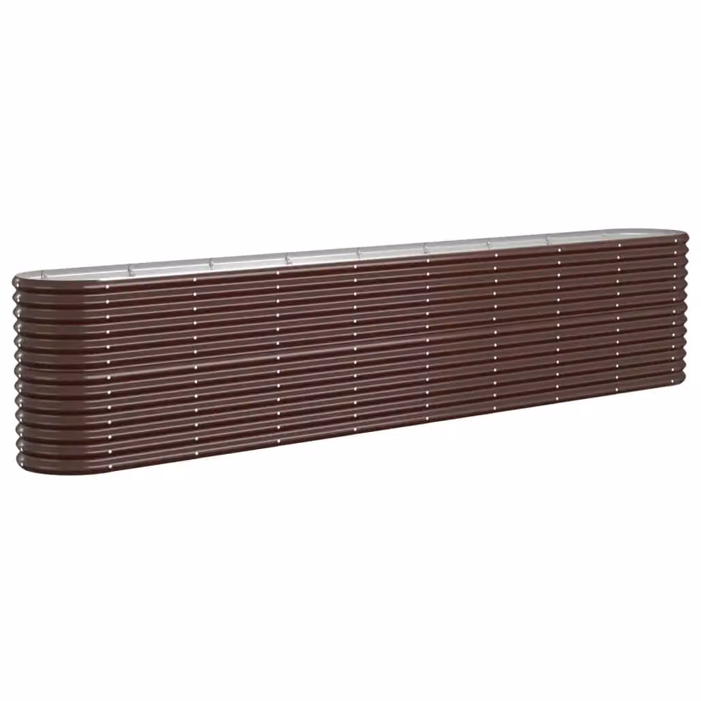 Berkfield Home Garden Raised Bed in Brown Powder-coated Steel, W: 332 cm, D: 40 cm, H: 68 cm – 2