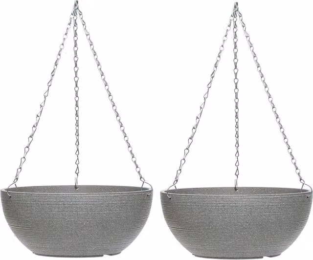 Garden Gear Stone Effect Hanging Basket Planter in Grey