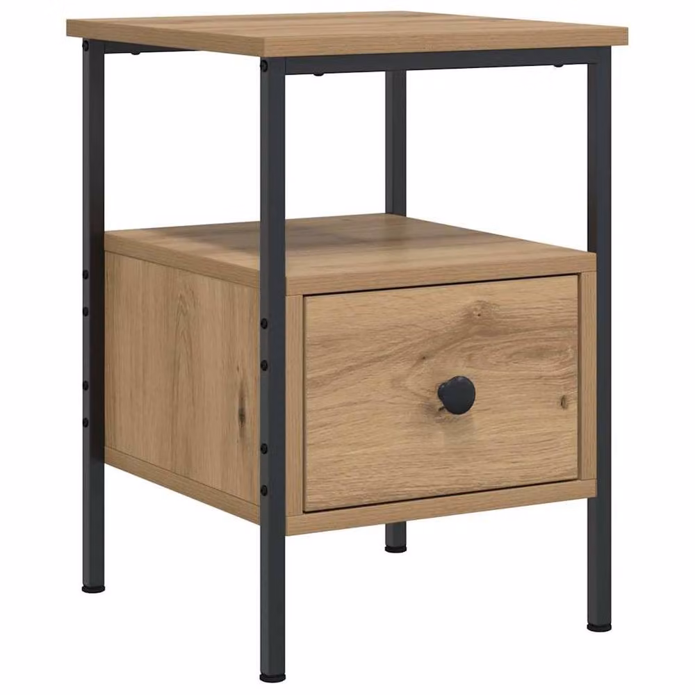 Berkfield Home Artisan Oak Bedside Cabinet in Brown, W/D/H: 34 x 36 x 50 cm – 3