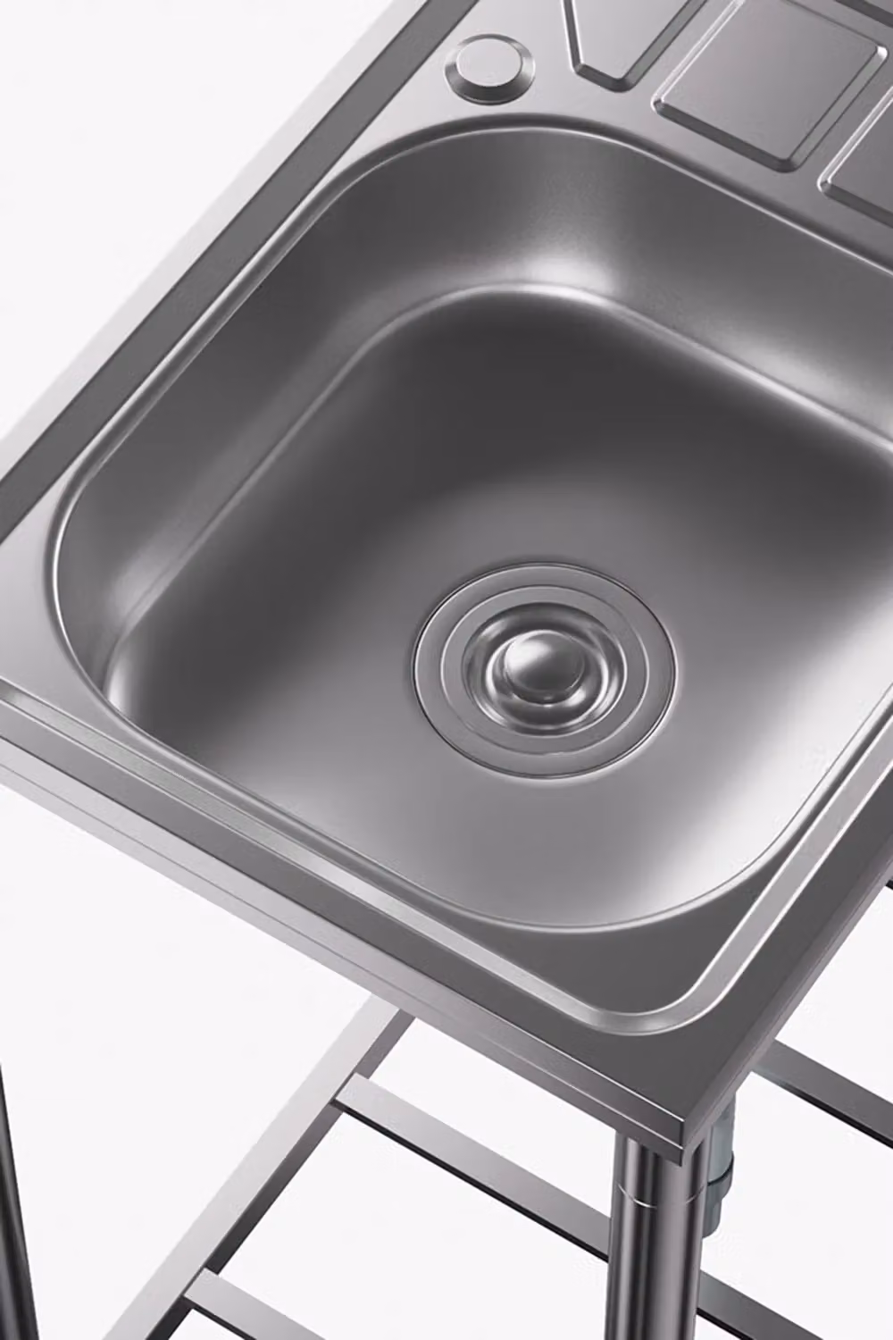 Living and Home Stainless Steel Single Sink with Drainboard in Silver – 4