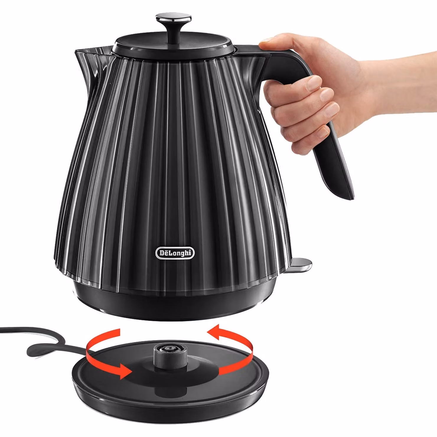 DeLonghi Ballerina Kettle, 1.7 l, Black and Transparent – 2