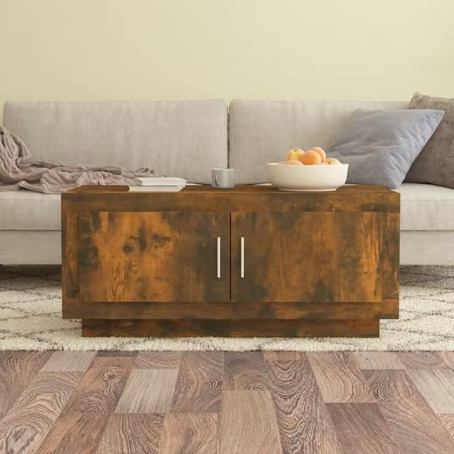 Berkfield Home Smoked Oak Coffee Table in Brown, W/D/H: 102 x 50 x 45 cm – 1