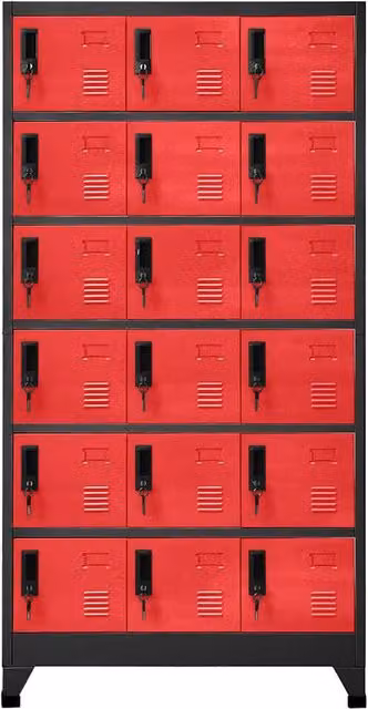Berkfield Home Modern Steel Locker Cabinet in Anthracite and Red, W/D/H: 90 x 40 x 180 cm