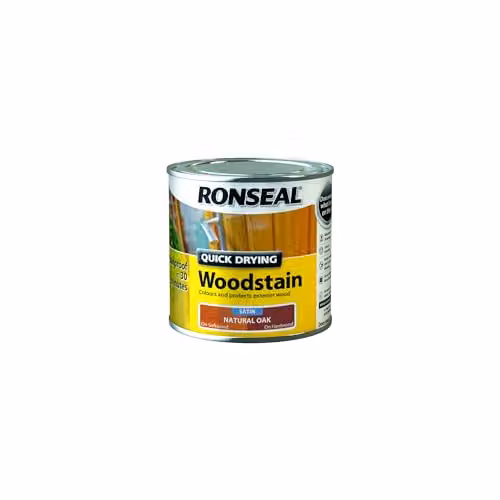 Ronseal Quick Dry Woodstain Satin Finish in Oak, 250 ml – 2