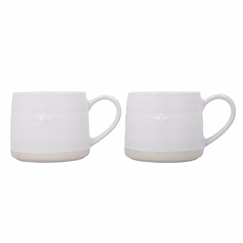 Mikasa Geometric Stoneware Mugs, Set of 2, 380ml, White and Beige – 1