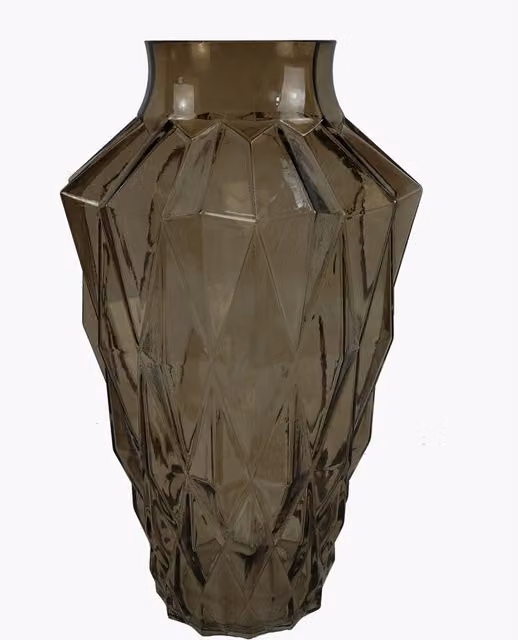 Leaf Modern Geometric Brown Glass Tabletop Vase
