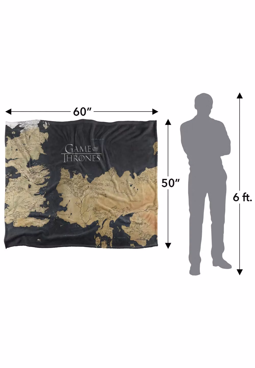 LOGOVISION Game of Thrones Throw Blanket, W/D: 152 x 127 cm, White and Multicolour Fleece – 6