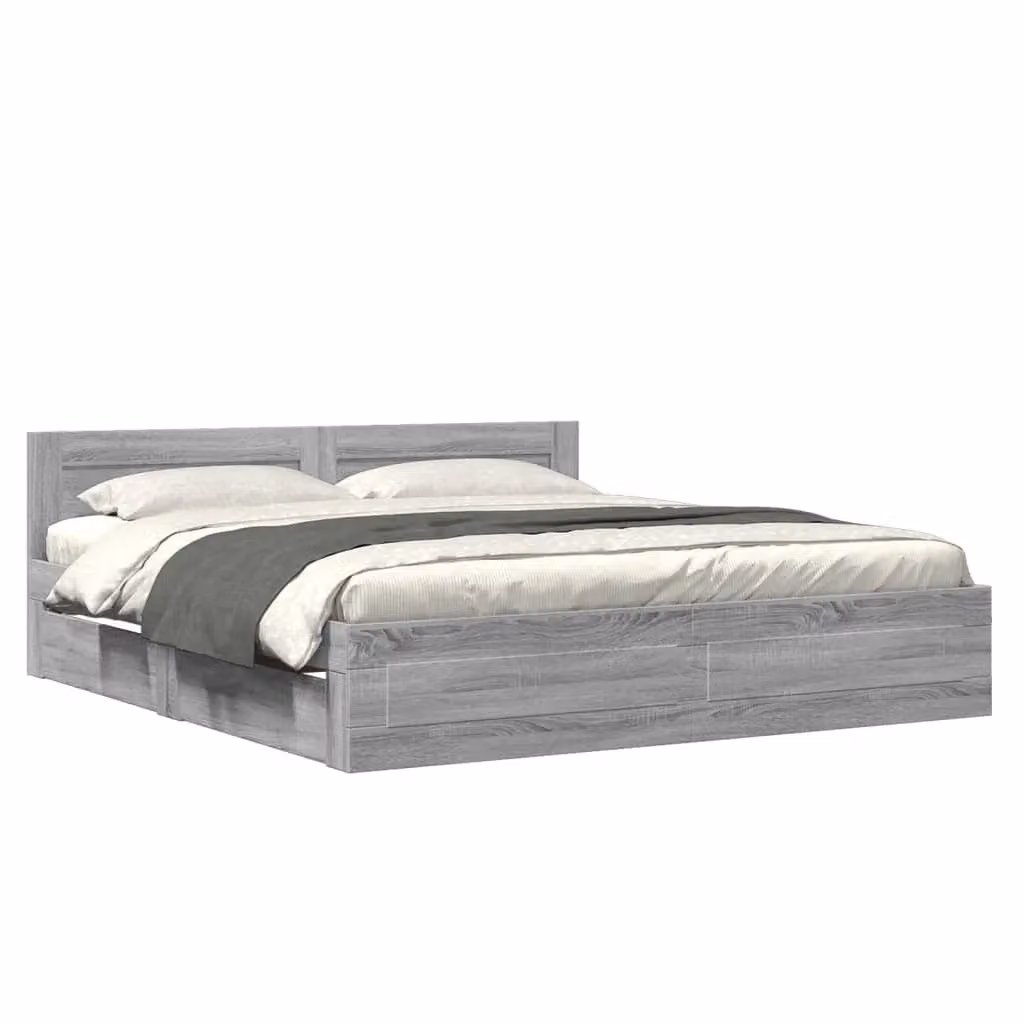 Berkfield Home Bed Frame with Headboard and Drawers in Grey Sonoma, 200 x 200 cm – 2