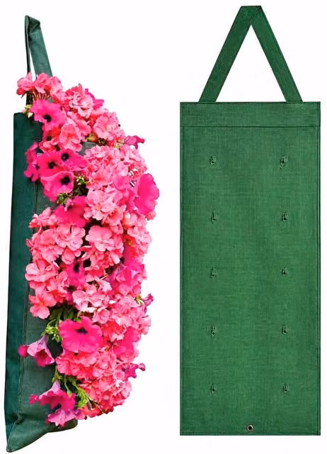 SPETLEK Pack of 5 Green Jute Hanging Planter Bags – 1