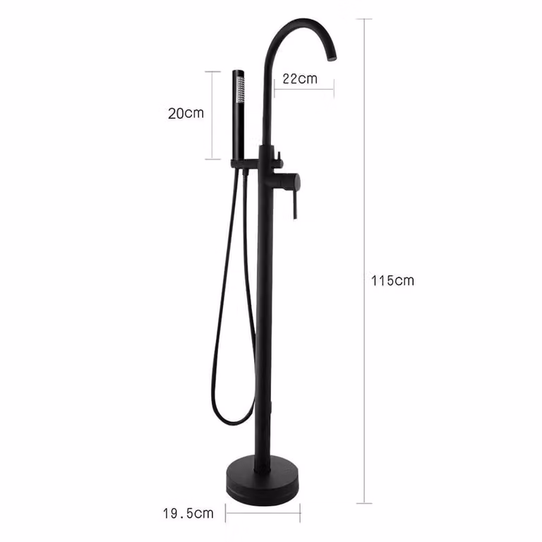 Kelvenix Freestanding Black Bath Shower Mixer with Single Lever Shower Set