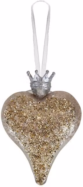 VFM e-Store Christmas Hanging Heart Pendant Decoration in White and Gold – 1