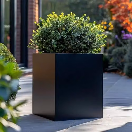 Access Garden Products Galvanised Steel Square Planter, Black, W: 40 cm, D: 40 cm, H: 40 cm – 1