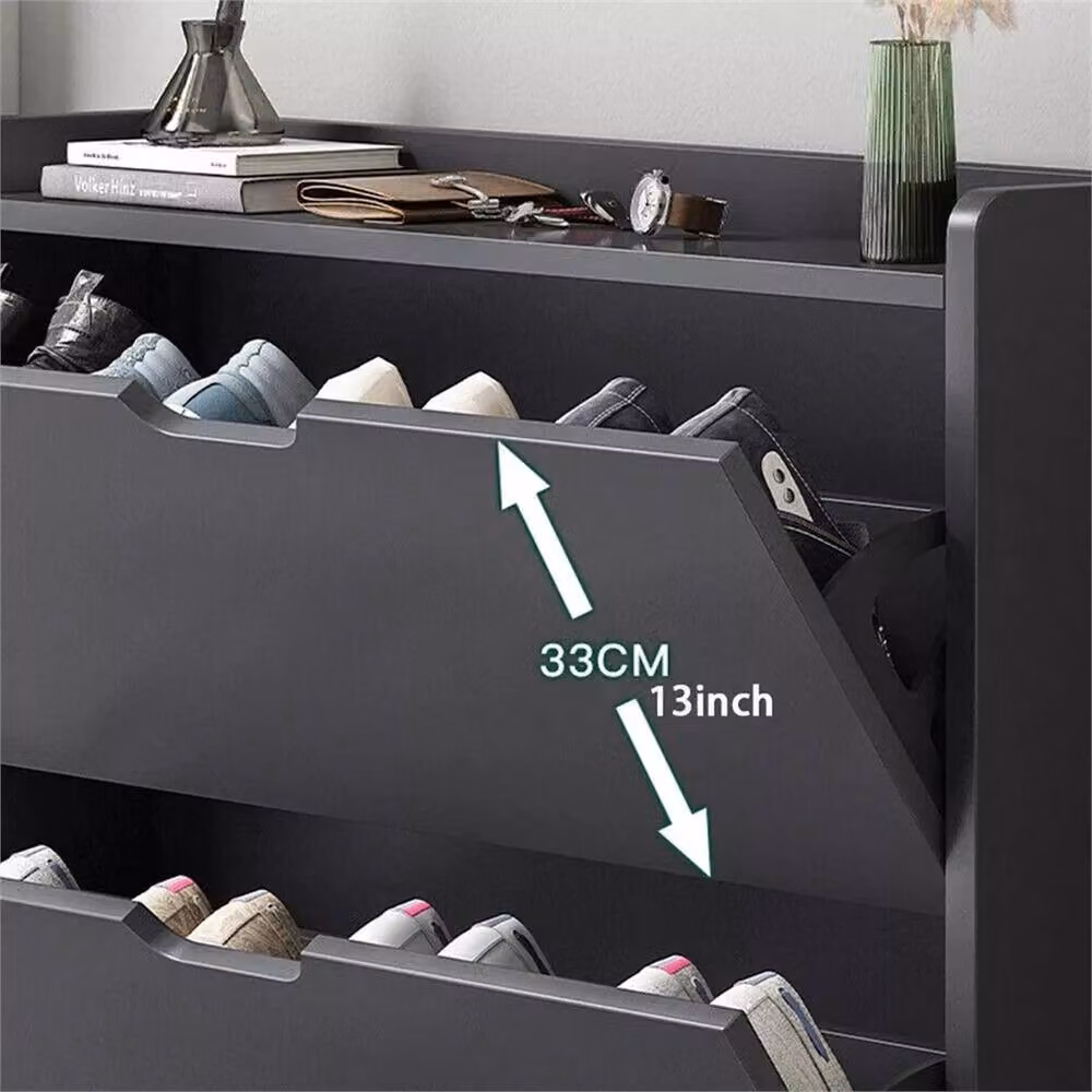 EONLION 2 Drawer Shoe Rack Storage Cabinet in Black – 3