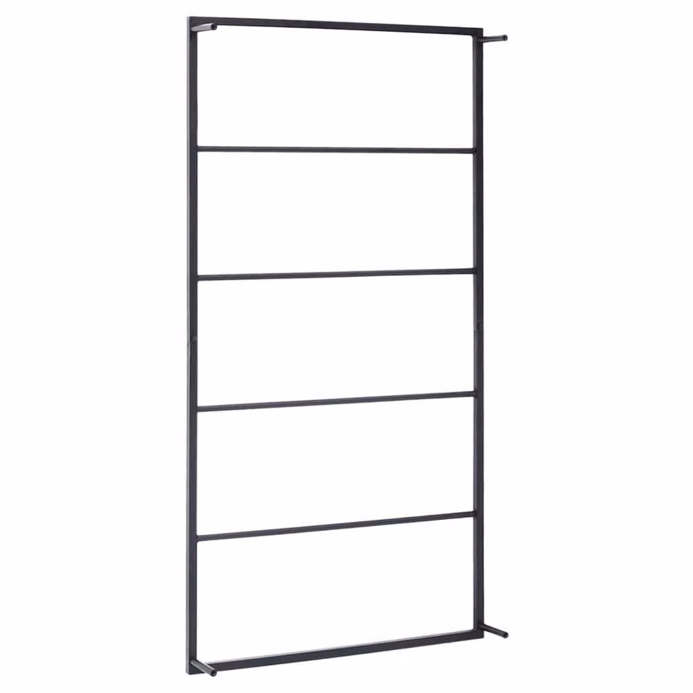 Berkfield Home Matt Black Metal Towel Rack, H 116 x W 60 x D 10 cm – 2