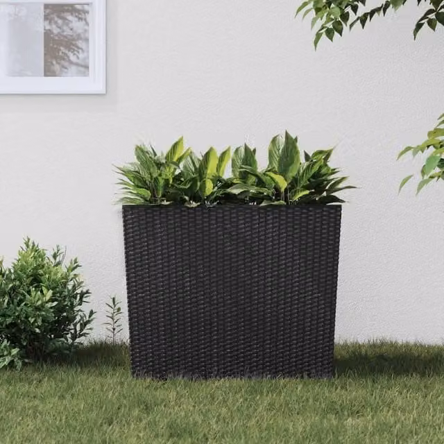Berkfield Home Rattan Planter with Removable Inner Tub in Black and Anthracite, 44 L – 1