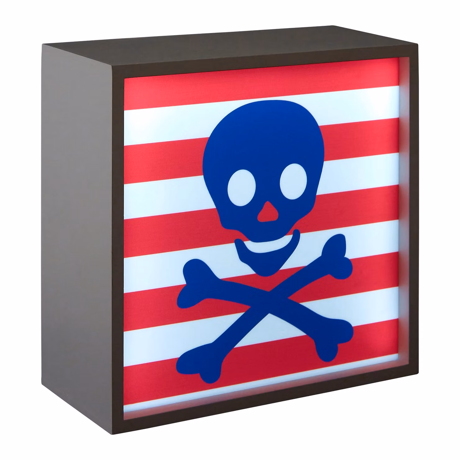 Orsina Pirate LED Light Box, Red and White Striped Skull and Crossbones Wall Mountable Night Light for Children – 4