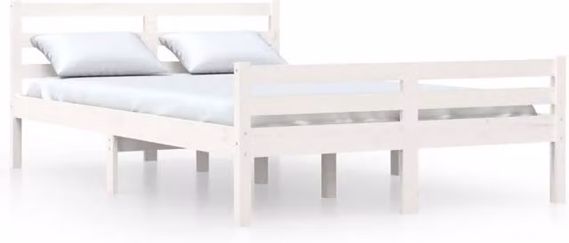 Berkfield Home White Solid Pine Wood Bed Frame W: 150 cm, D: 200 cm – 1