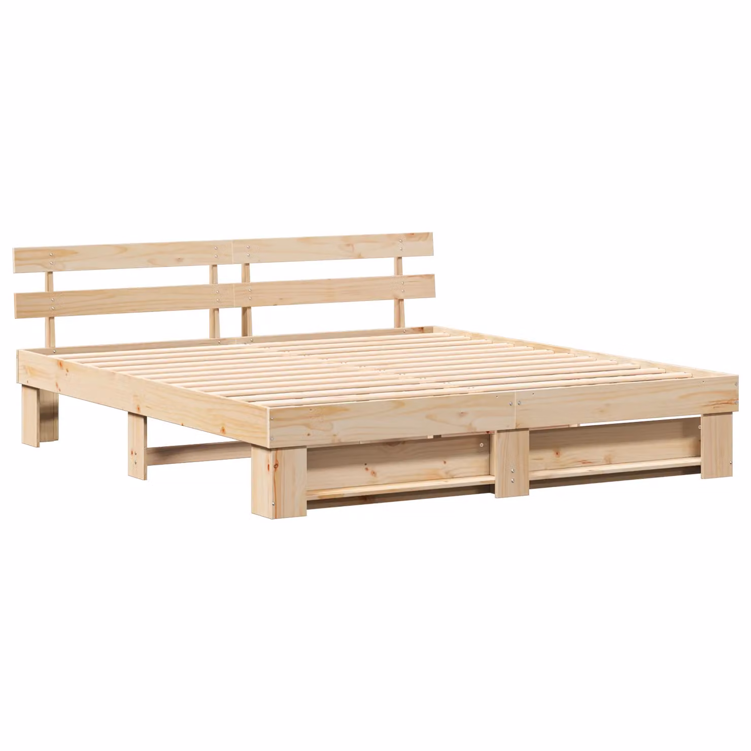 Berkfield Home Solid Pine Wood Bed Frame with Headboard in Brown, W/D/H: 180 x 200 cm – 2
