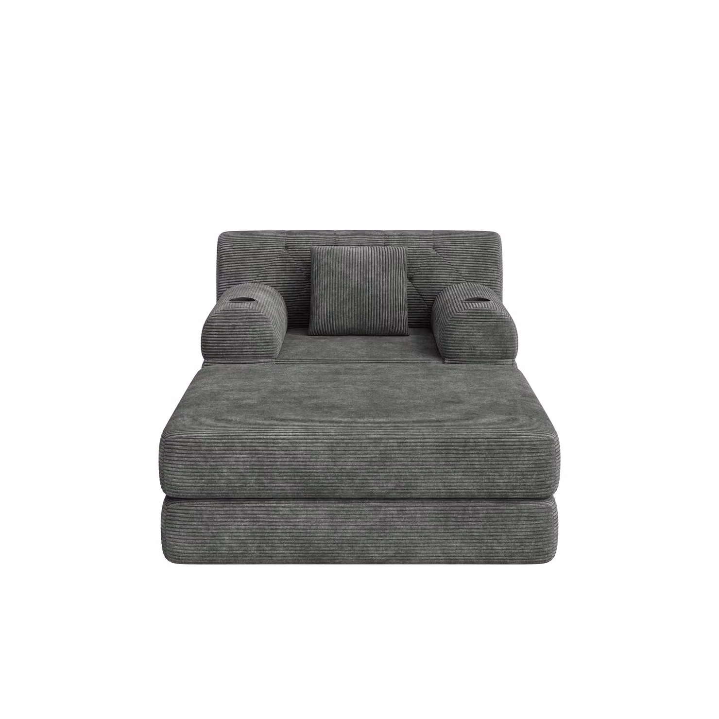 Aosom UK Corduroy Sleeper Chair with Ottoman and Metal Frame, Convertible 1-Seater Sofa Bed with High Backrest, W/D/H: 162 x 107 x 81 cm, Dark Gray – 2