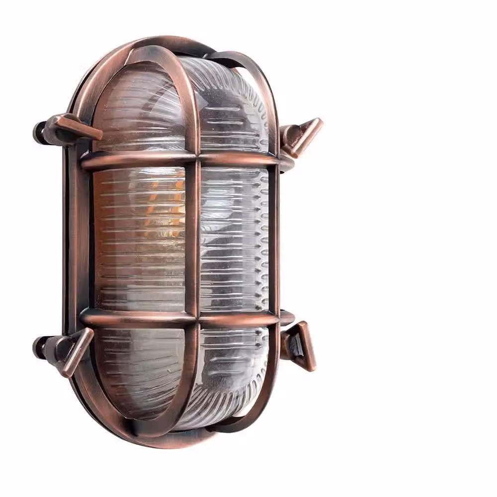 ValueLights Bow Oval IP64 Outdoor Garden Wall Light in Copper with 4W Warm White LED Bulb – 3