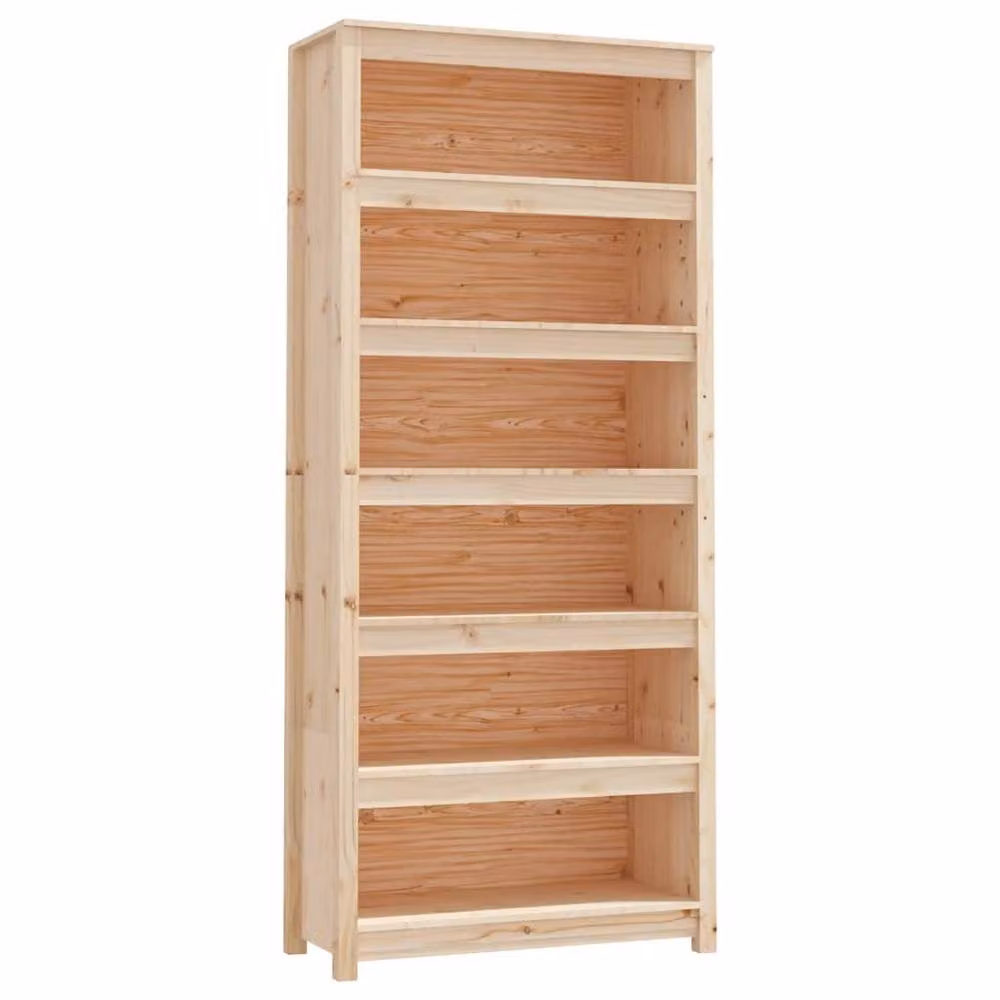 Berkfield Home Rustic Solid Wood Pine Book Cabinet, Brown, W/D/H: 80 x 35 x 183 cm – 2