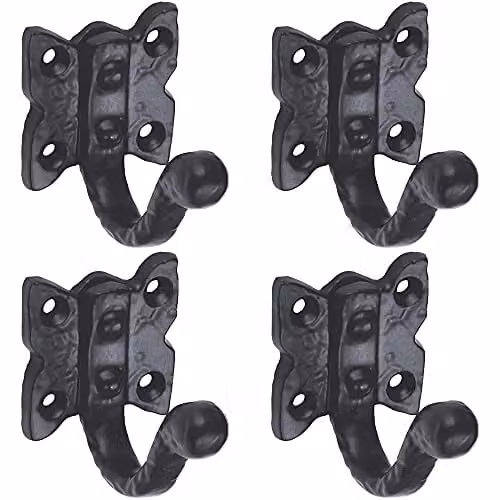 Loops 4 Pack Single Ornate Wardrobe Hook on Butterfly Backplate in Black Antique
