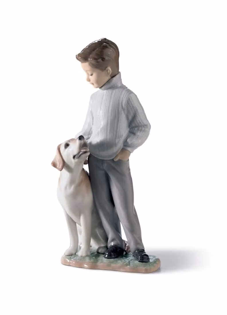 Lladró My Loyal Friend Dog Porcelain Figurine in White