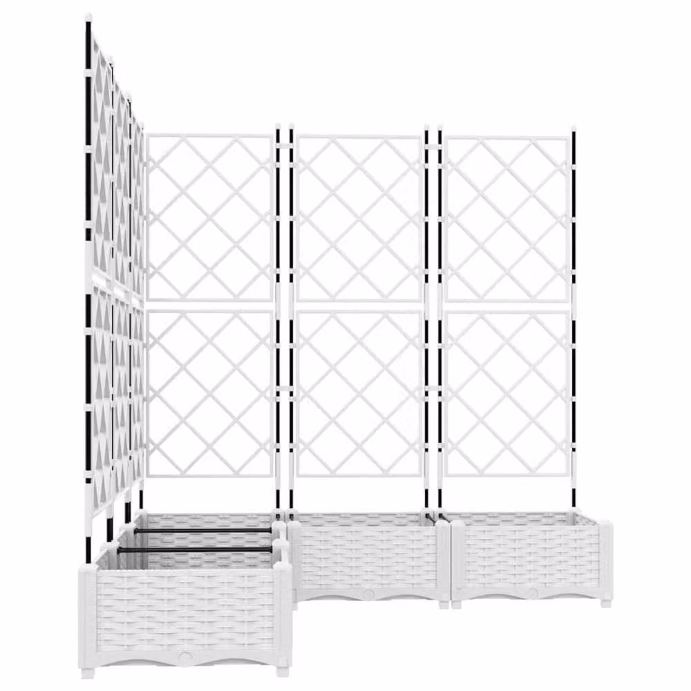 Berkfield Home White Garden Planter with Trellis, 5 Pieces, W/D/H: 120 x 120 x 125.5 cm – 4