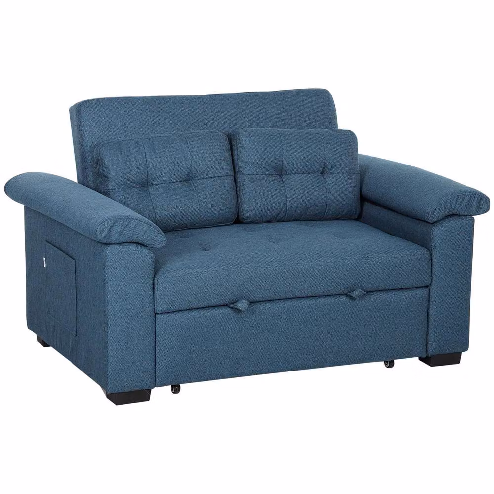 Wyld Haus Nomo Cori Blue 2 Seater Fabric Click Clack Sofa Bed with Side Pockets – 2