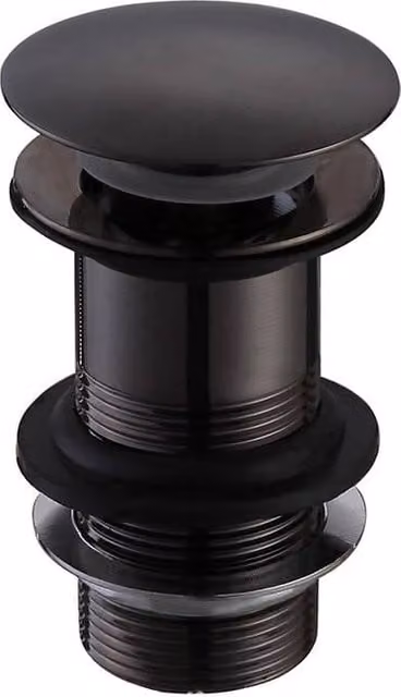 Nes Home Black Big Cap Push Button Unslotted Basin Sprung Waste in Brass
